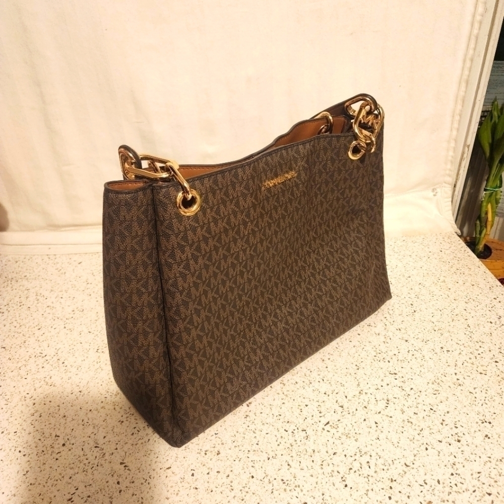 SOLD Michael Kors Trisha Large Shoulder Tote Bag MK Brown